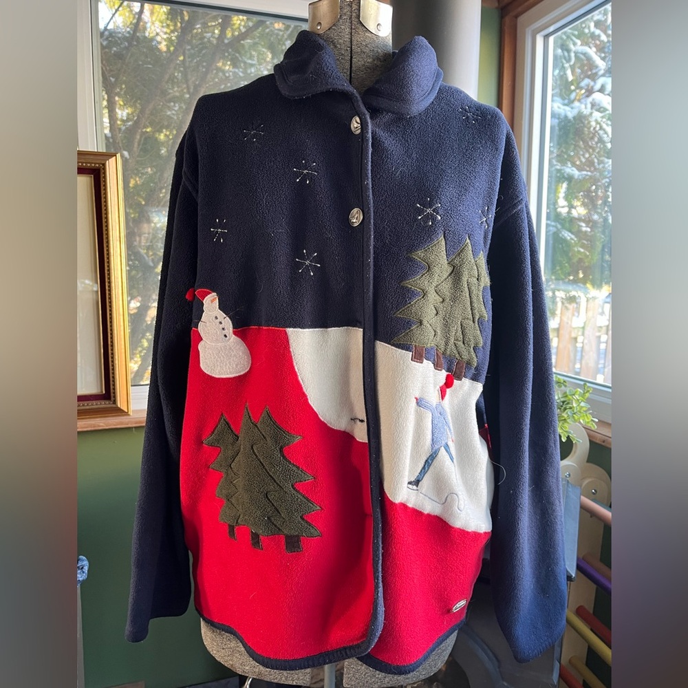 Vintage Fleece Christmas Jacket with Collar